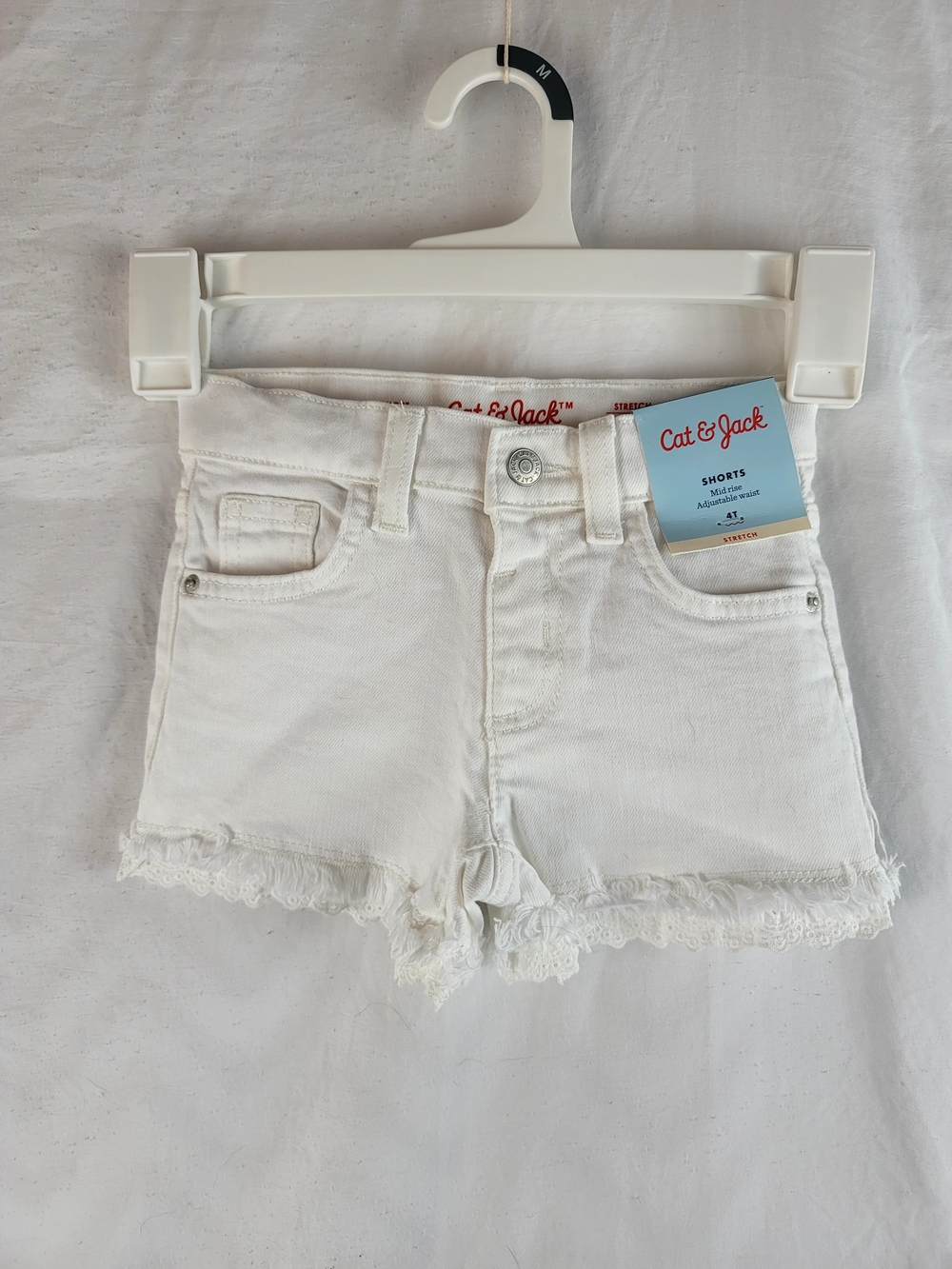 Cat & Jack White Lace-Hem Denim Shorts